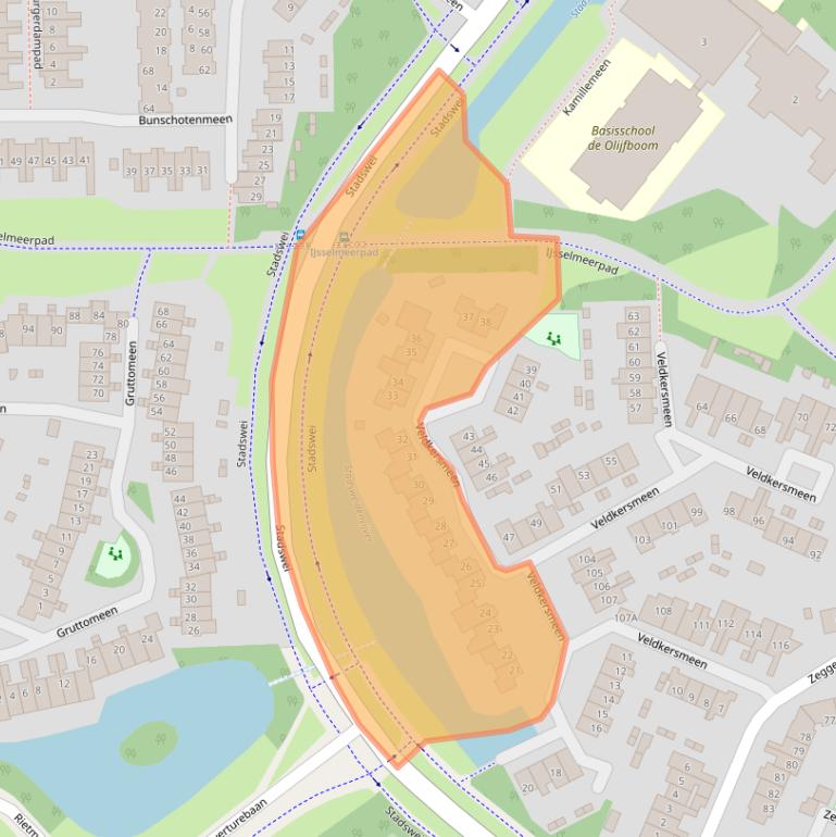 Kaart van postcodegebied 3844RB.