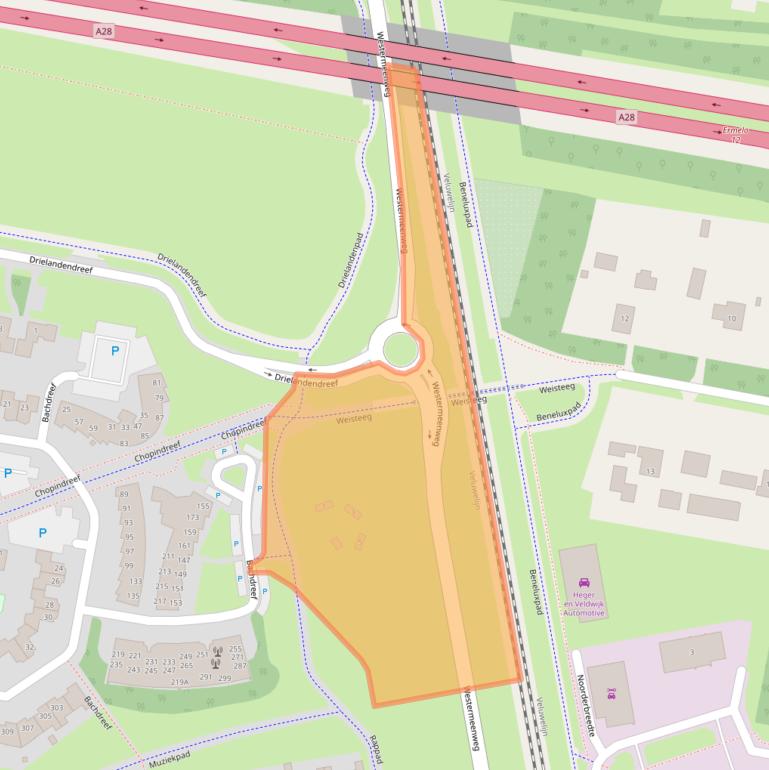Kaart van postcodegebied 3845AZ.