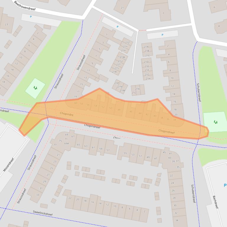 Kaart van postcodegebied 3845BE.