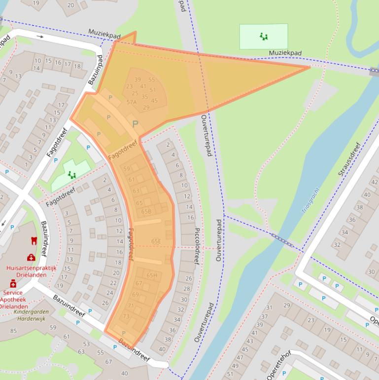 Kaart van postcodegebied 3845DG.