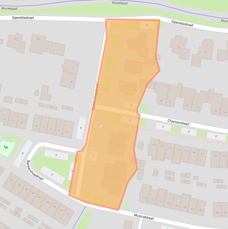 Kaart van postcodegebied 3845DN.