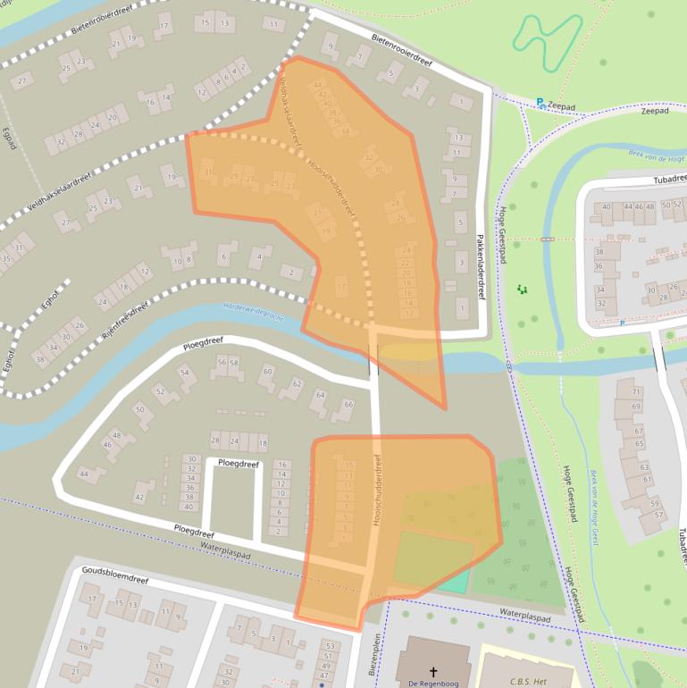 Kaart van postcodegebied 3845NB.