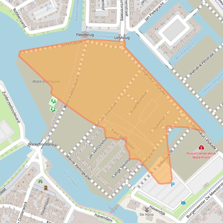 Kaart van postcodegebied 3846HK.