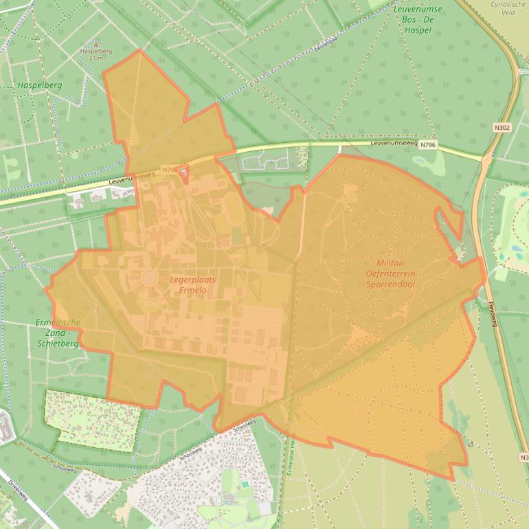 Kaart van postcodegebied 3852AV.