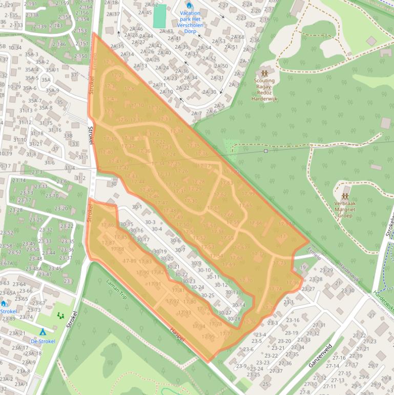 Kaart van postcodegebied 3852LP.