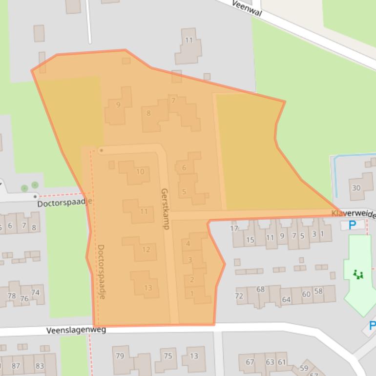 Kaart van postcodegebied 3871PE.