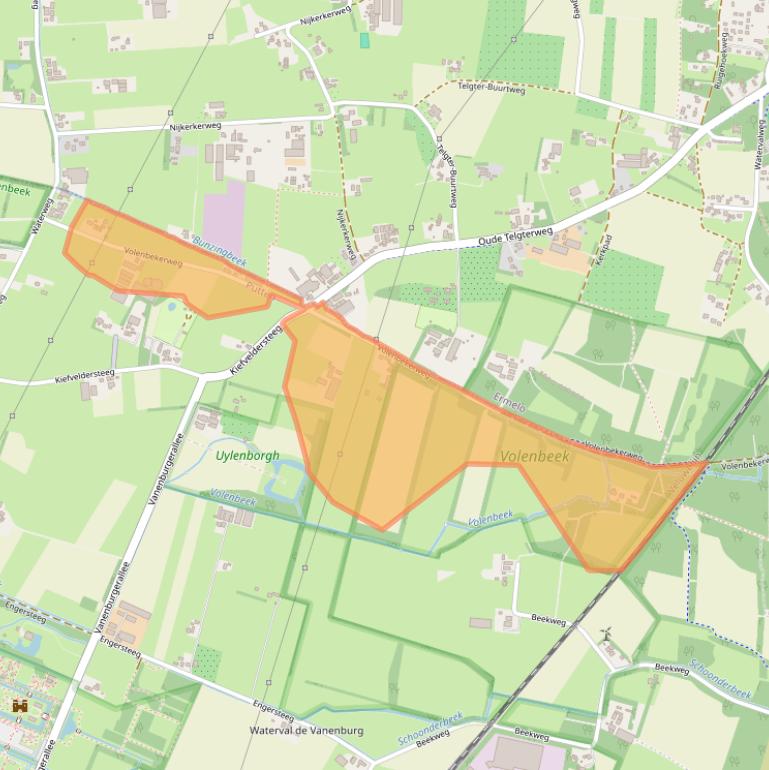 Kaart van postcodegebied 3882RE.