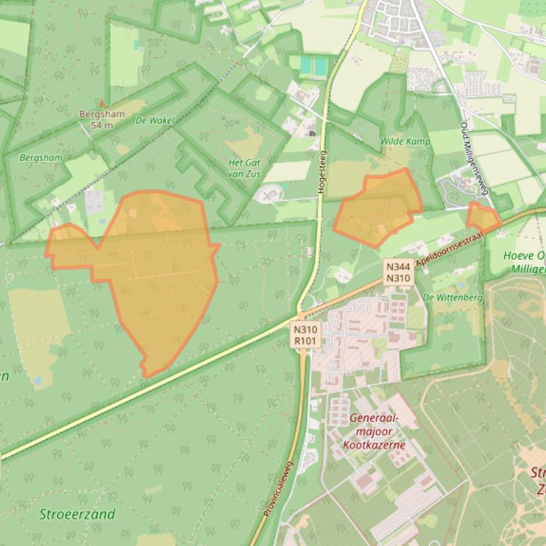 Kaart van postcodegebied 3886PV.