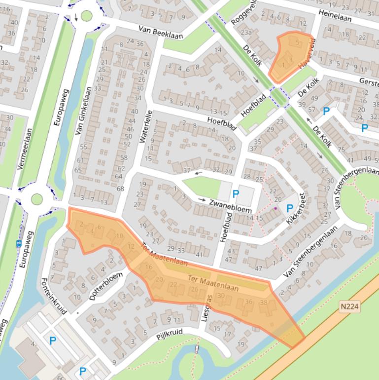 Kaart van postcodegebied 3931WG.