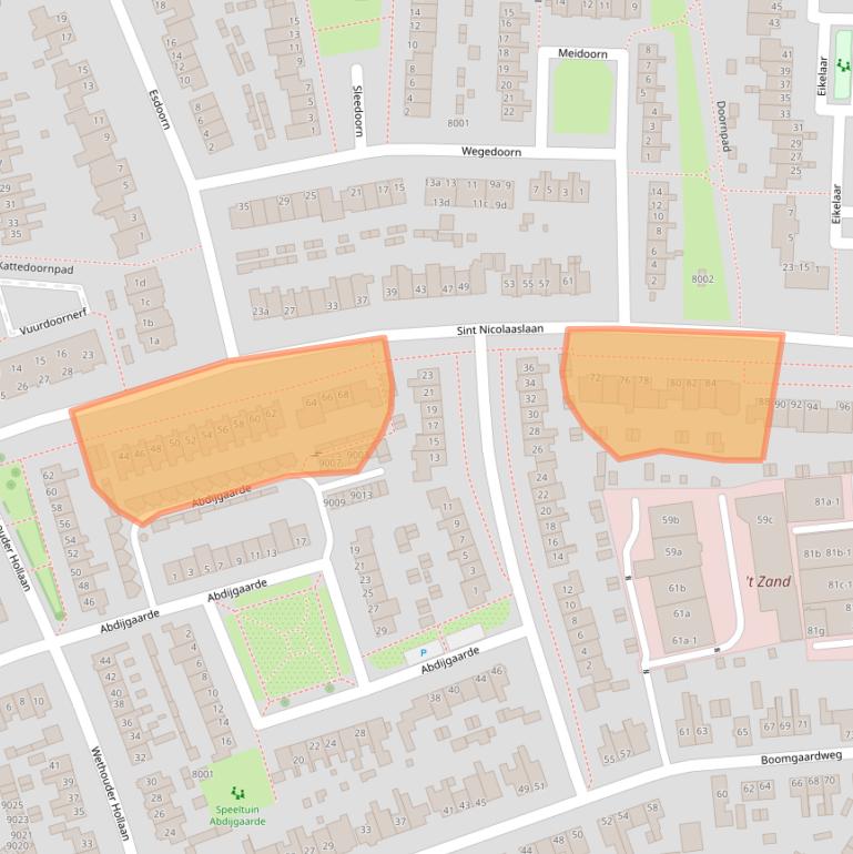 Kaart van postcodegebied 3984JC.