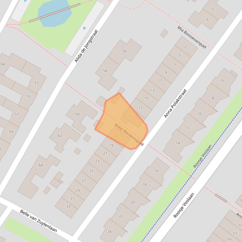 Kaart van postcodegebied 4105EW.