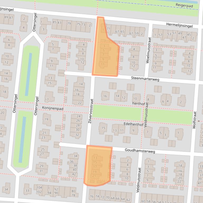 Kaart van postcodegebied 4105VR.