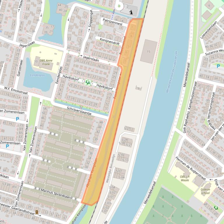 Kaart van postcodegebied 4205XM.