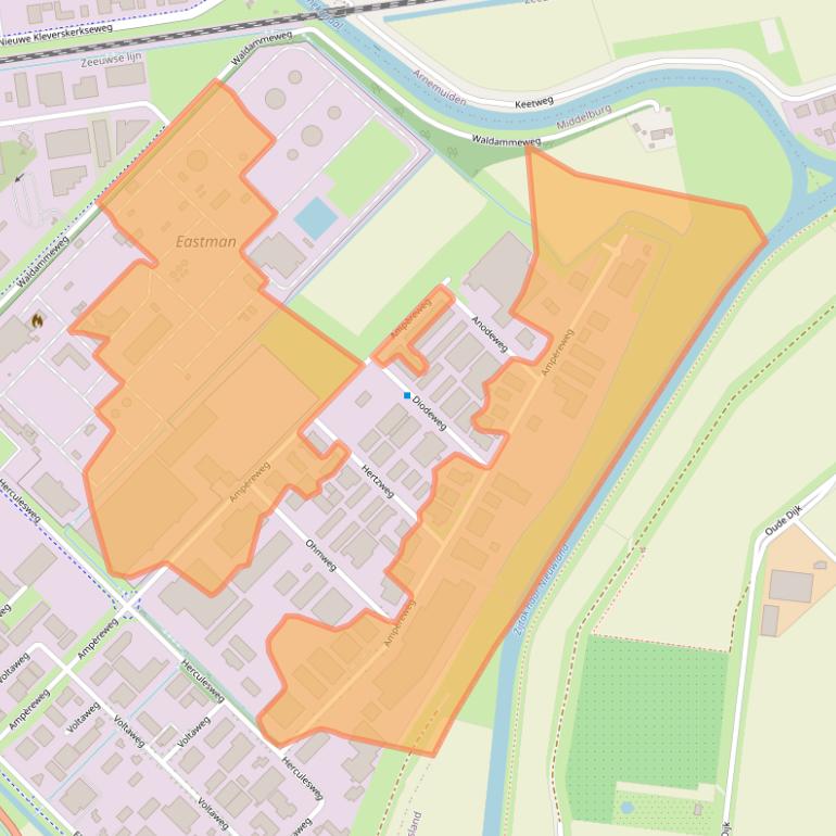 Kaart van postcodegebied 4338PT.