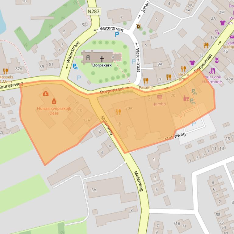 Kaart van postcodegebied 4356AJ.