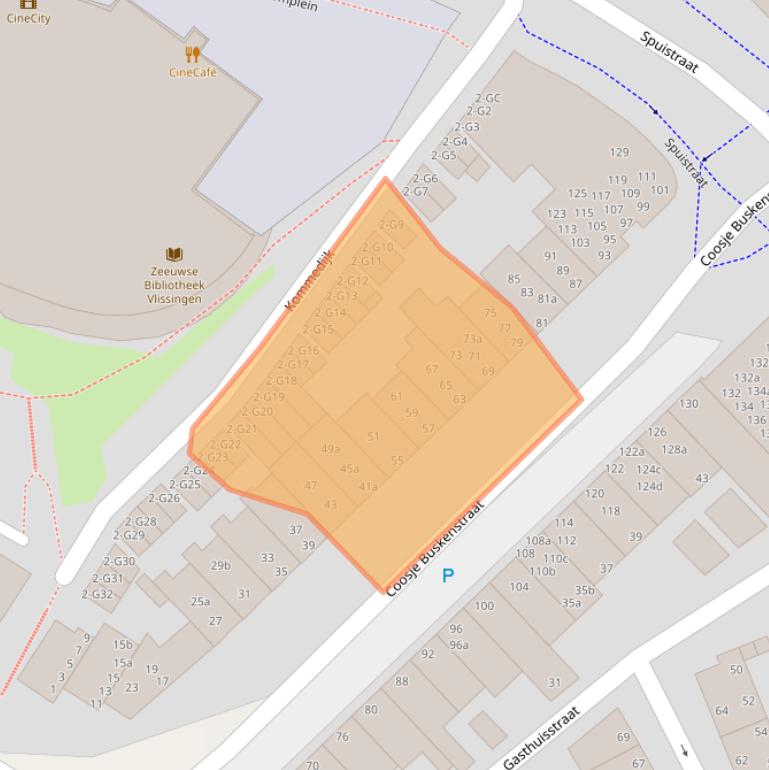 Kaart van postcodegebied 4381LB.