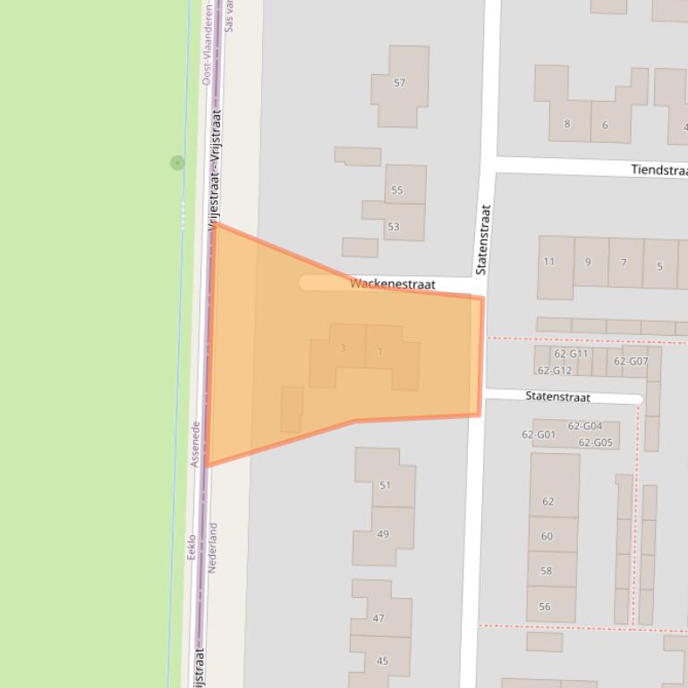 Kaart van postcodegebied 4551VT.