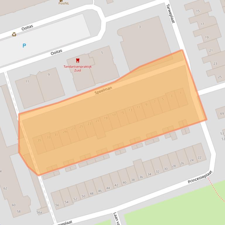 Kaart van postcodegebied 4617LA.