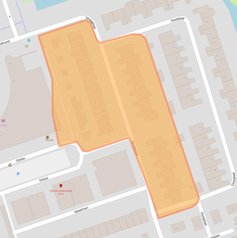 Kaart van postcodegebied 4617LP.