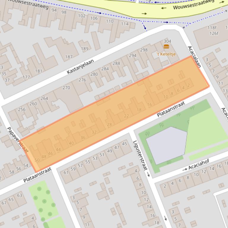 Kaart van postcodegebied 4621GW.