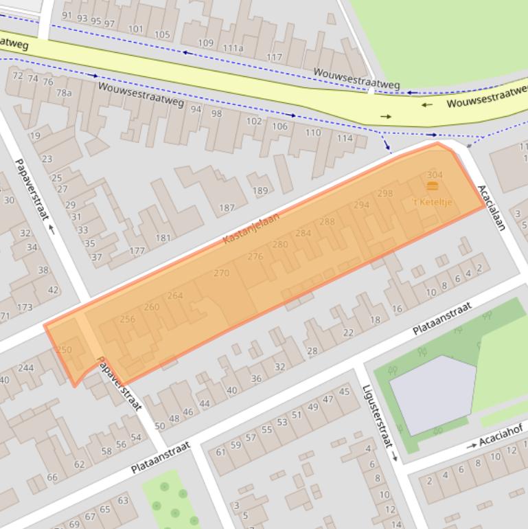 Kaart van postcodegebied 4621HN.