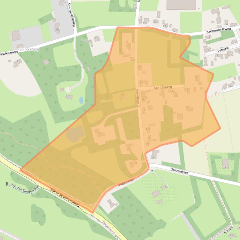 Kaart van postcodegebied 4661RT.