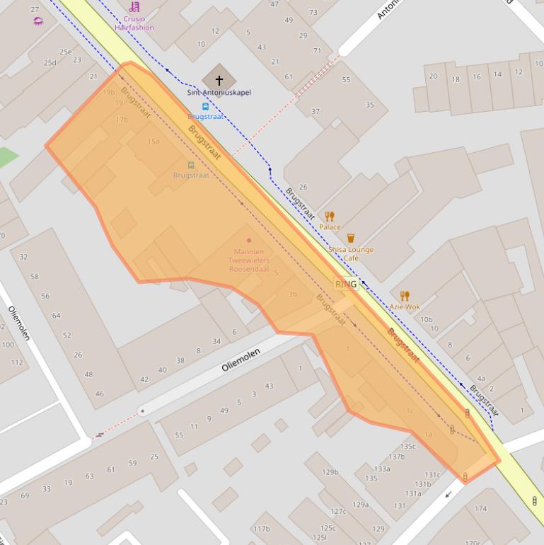 Kaart van postcodegebied 4701LA.