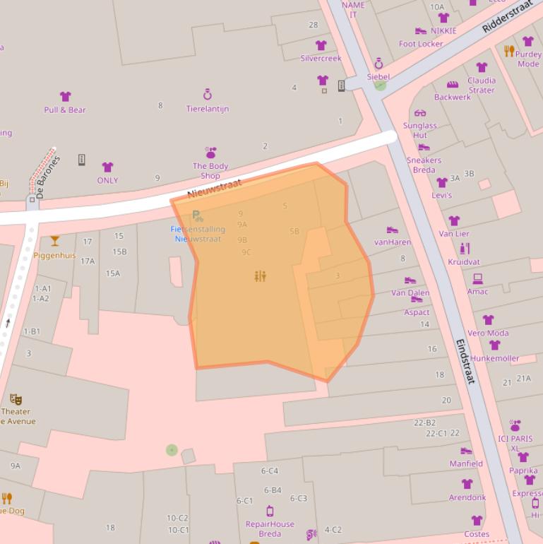Kaart van postcodegebied 4811WX.