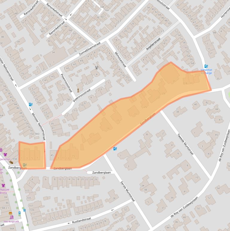 Kaart van postcodegebied 4818GH.