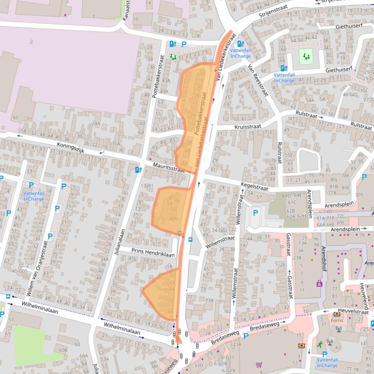 Kaart van postcodegebied 4901KT.