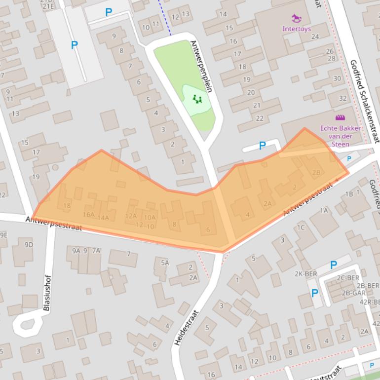 Kaart van postcodegebied 4921DE.