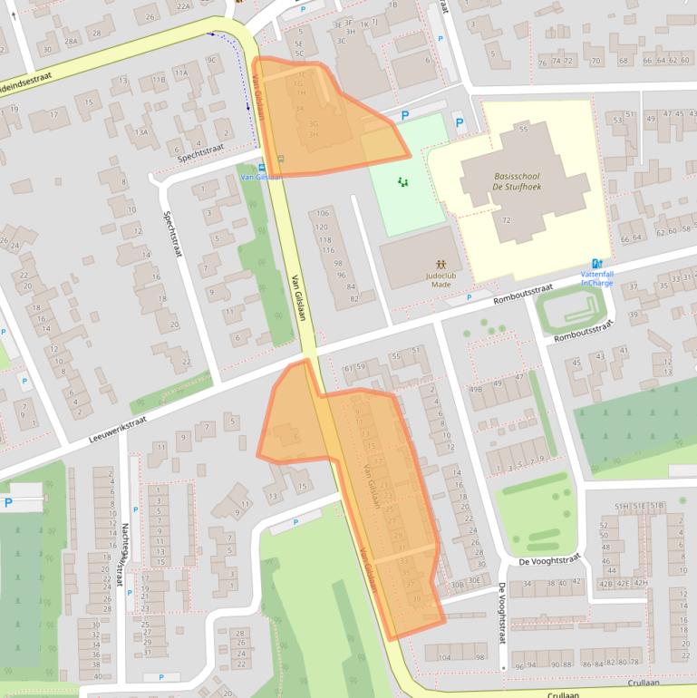 Kaart van postcodegebied 4921EM.