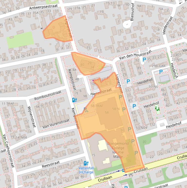 Kaart van postcodegebied 4921EV.