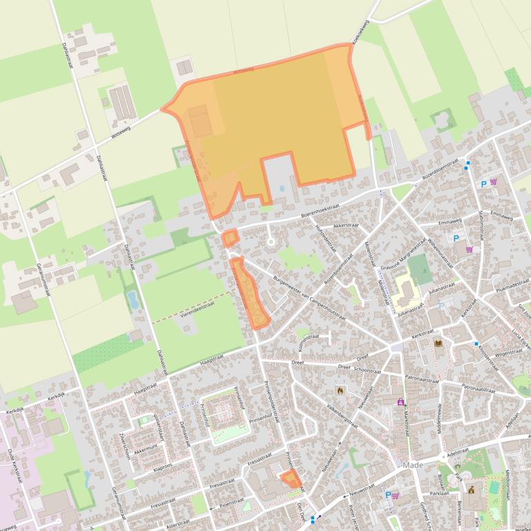 Kaart van postcodegebied 4921KZ.