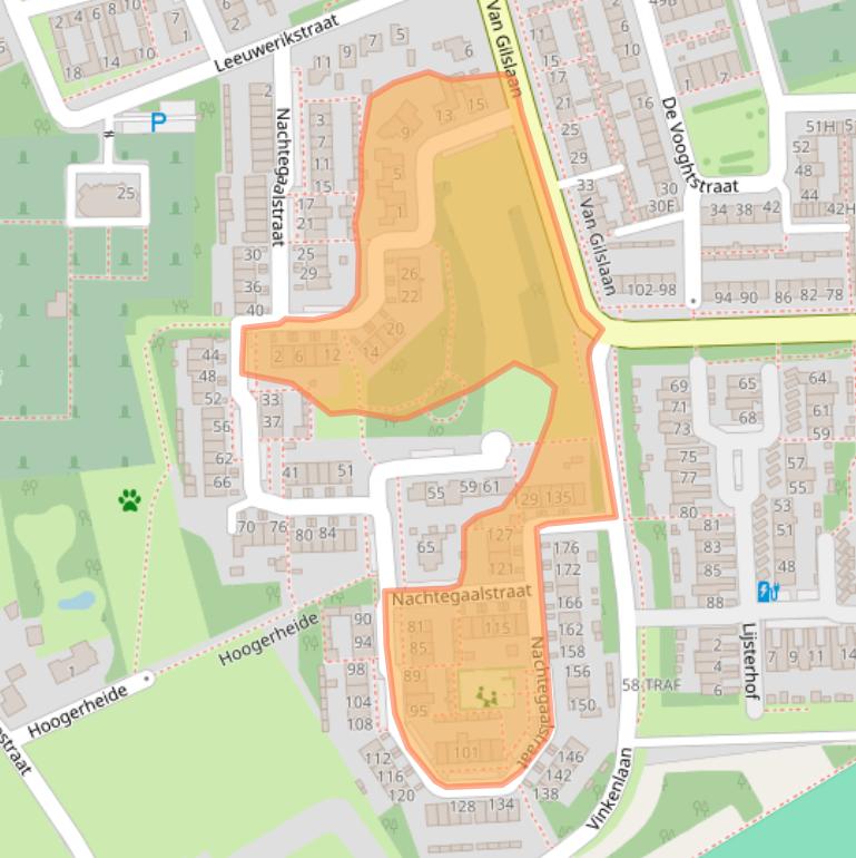 Kaart van postcodegebied 4921TZ.