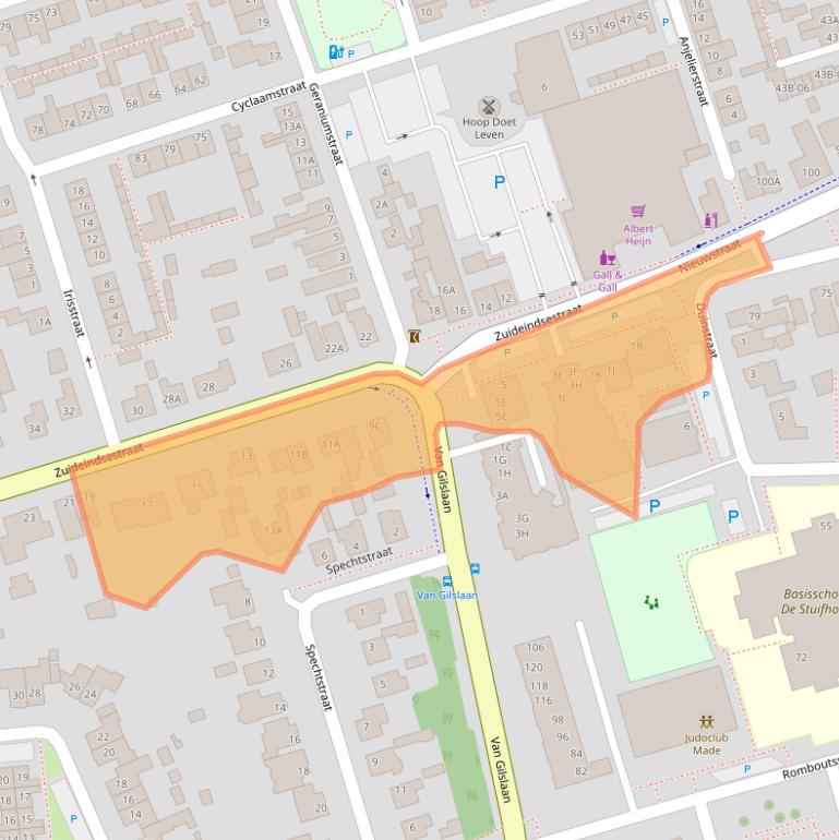 Kaart van postcodegebied 4921XK.