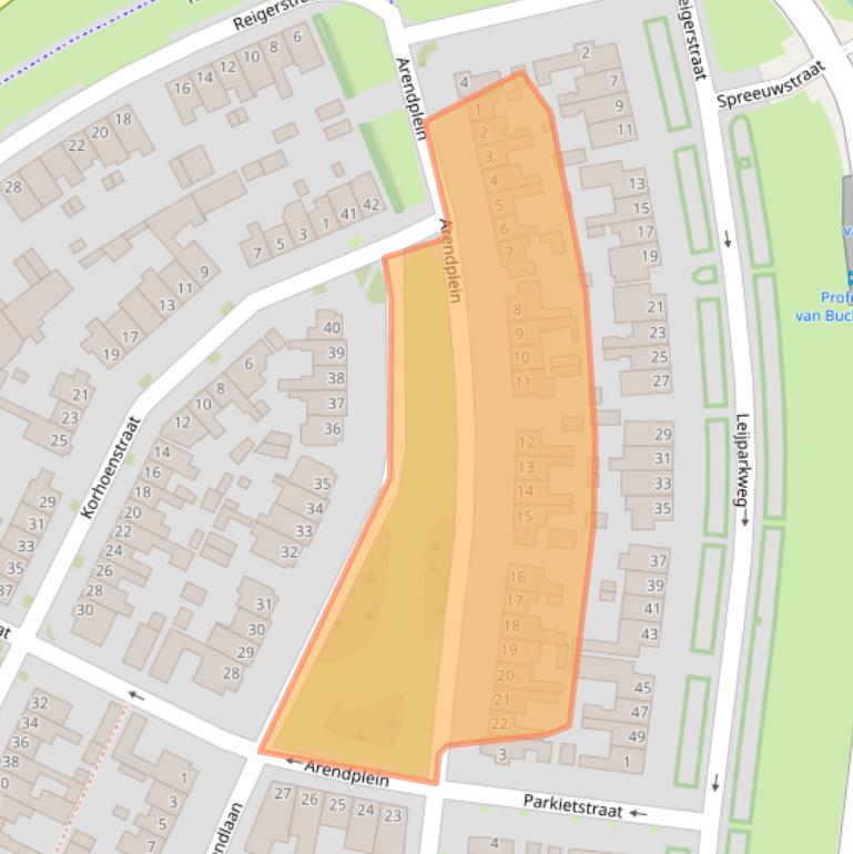 Kaart van postcodegebied 5022AE.