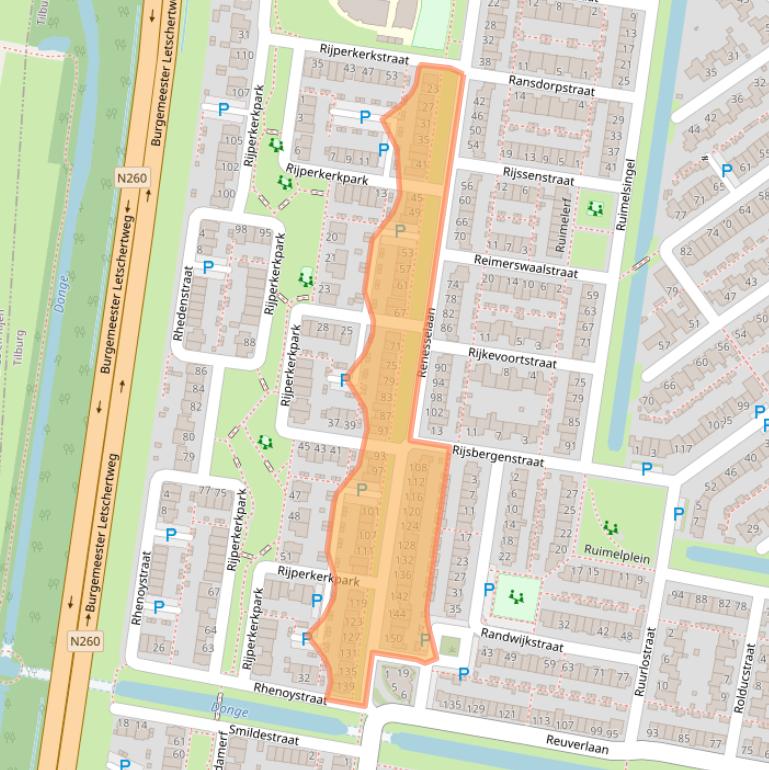 Kaart van postcodegebied 5035BC.