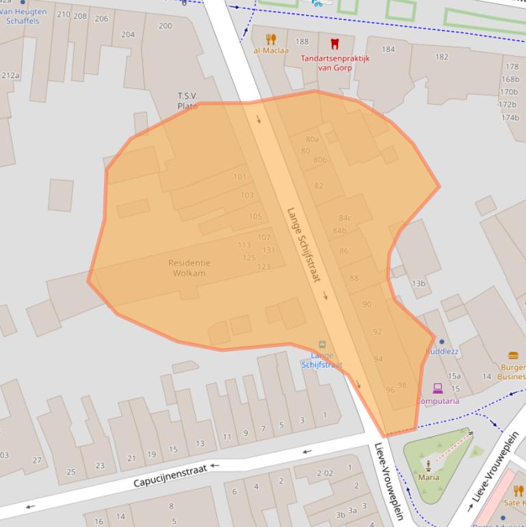 Kaart van postcodegebied 5038TT.