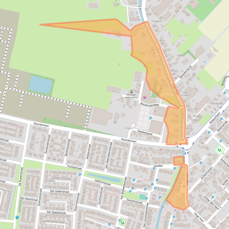 Kaart van postcodegebied 5102AA.