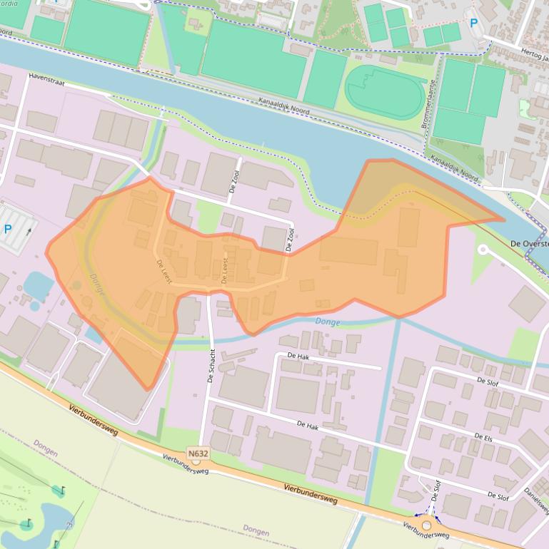 Kaart van postcodegebied 5107RC.