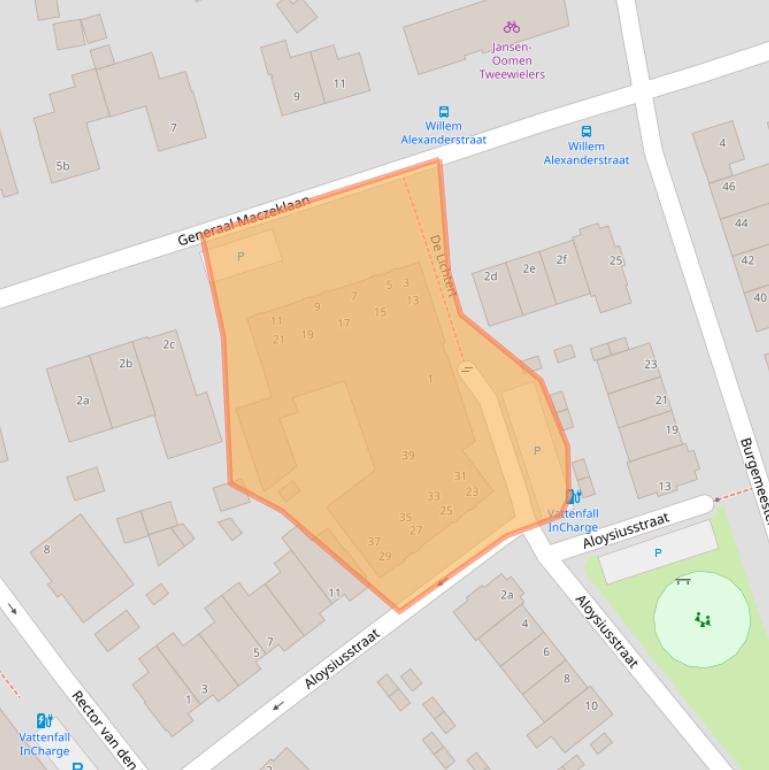 Kaart van postcodegebied 5111VX.