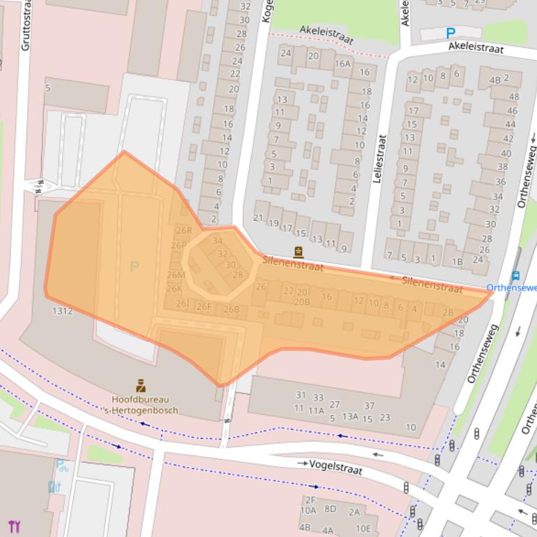 Kaart van postcodegebied 5212XH.