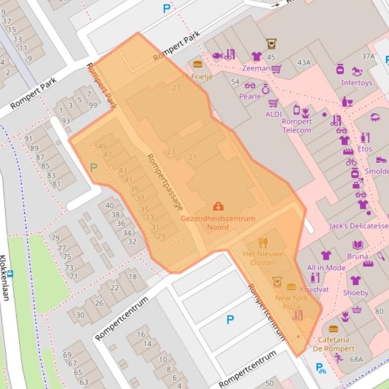 Kaart van postcodegebied 5233RG.