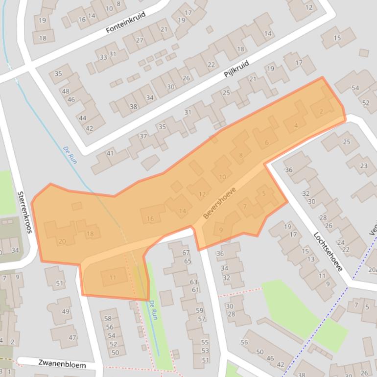 Kaart van postcodegebied 5258PV.
