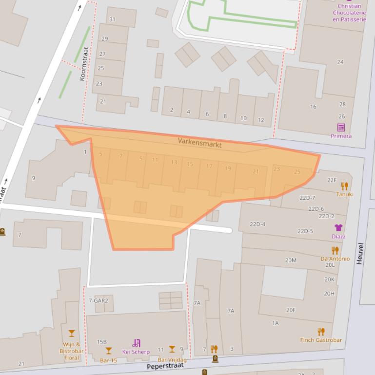 Kaart van postcodegebied 5341DA.