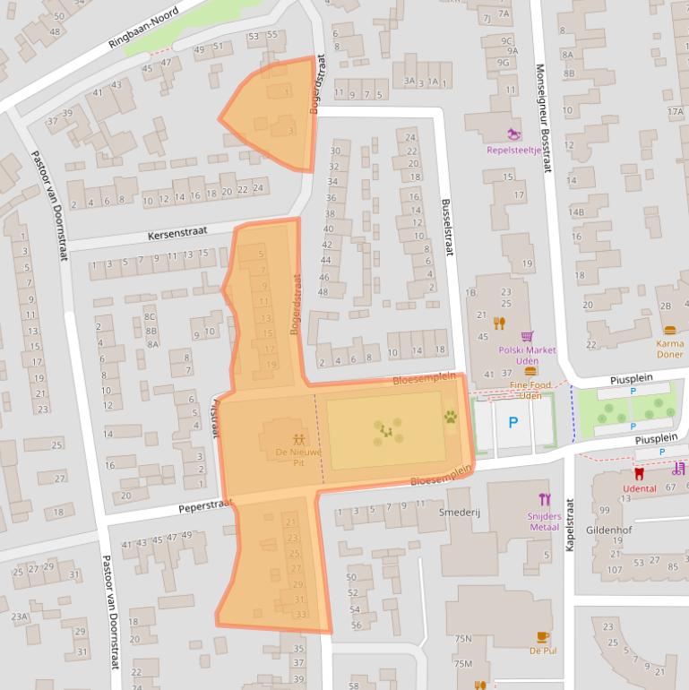 Kaart van postcodegebied 5401ZG.