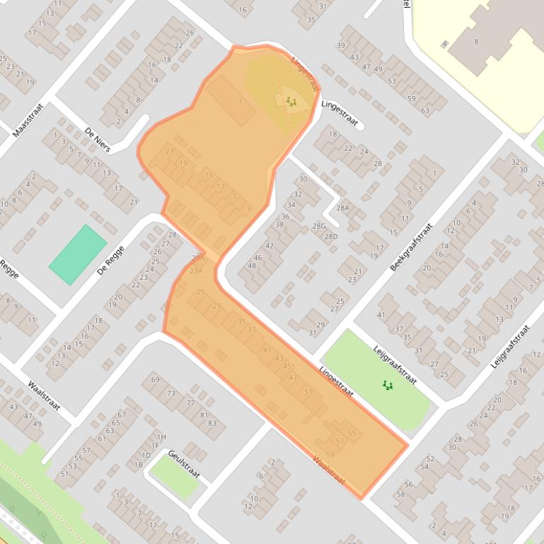 Kaart van postcodegebied 5463NT.