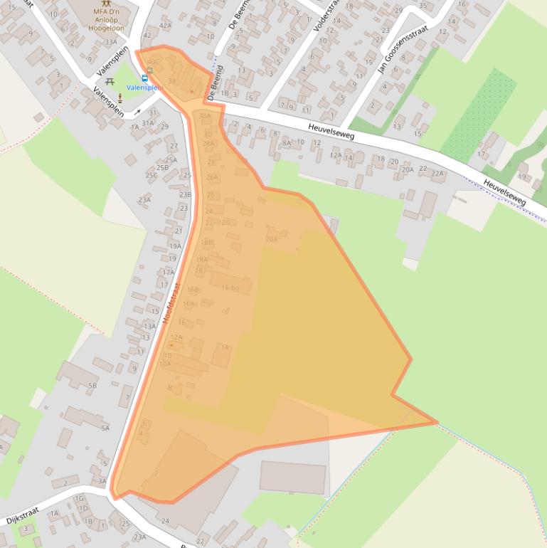 Kaart van postcodegebied 5528AJ.