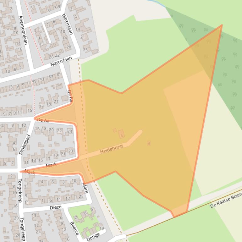 Kaart van postcodegebied 5551TD.